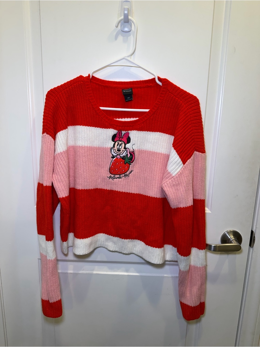 Like New Her Universe Disney Minnie Mouse Embroidered Cropped Ladies Sweater